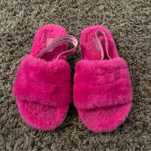 Koolaburra by UGG Fuzzy Furry Sandals Slippers Slingback Pink Little Kids 13